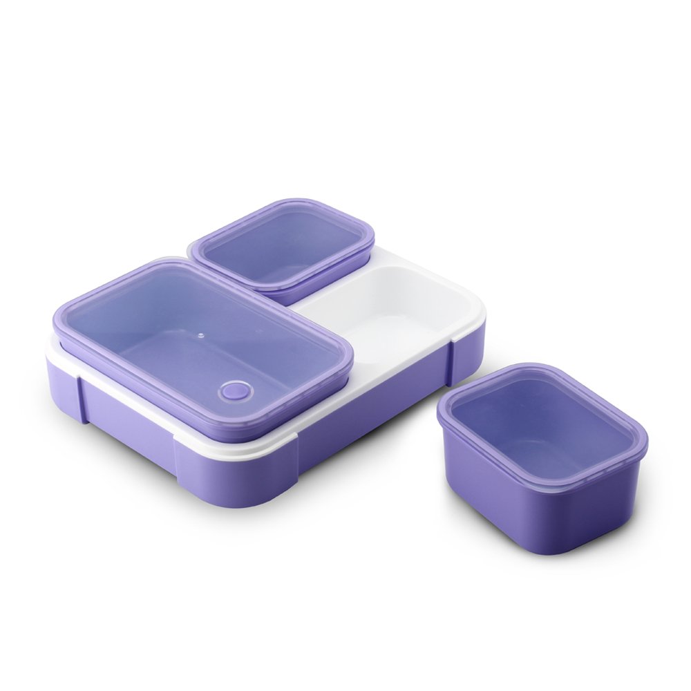 Big separate three inner boxes separate food storage crisper leak-proof pp lunch box for safe