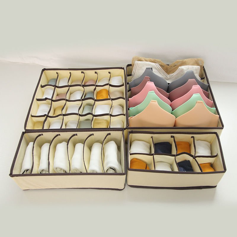 Multi-Size Non-Woven Fabric Bra & Socks Home Cloth Organizer Of Wardrobe Drawer Foldable Storage Box For Underwear