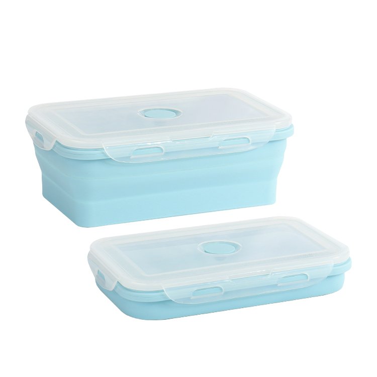 Hot selling food grade collapsible food storage container portable microwave school bento silicone lunch box for kids