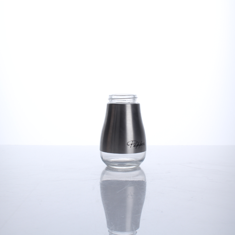 Glass Salt and Pepper Shakers Screen Printing Kitchen Storage Containers Kitchen Organizer with Stainless Steel Lid 4 Oz 120 Ml