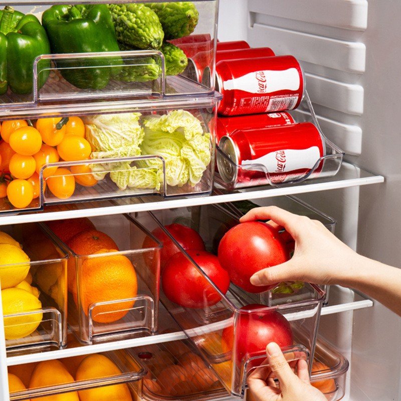 Transparent Plastic Kitchen Stackable Storage Box Vegetable Fruit Container Refrigerator Drawer Fridge Bins Organizer