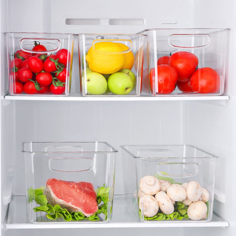Transparent Plastic Kitchen Stackable Storage Box Vegetable Fruit Container Refrigerator Drawer Fridge Bins Organizer