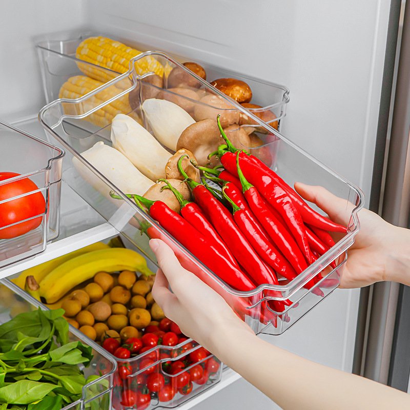 Transparent Plastic Kitchen Stackable Storage Box Vegetable Fruit Container Refrigerator Drawer Fridge Bins Organizer