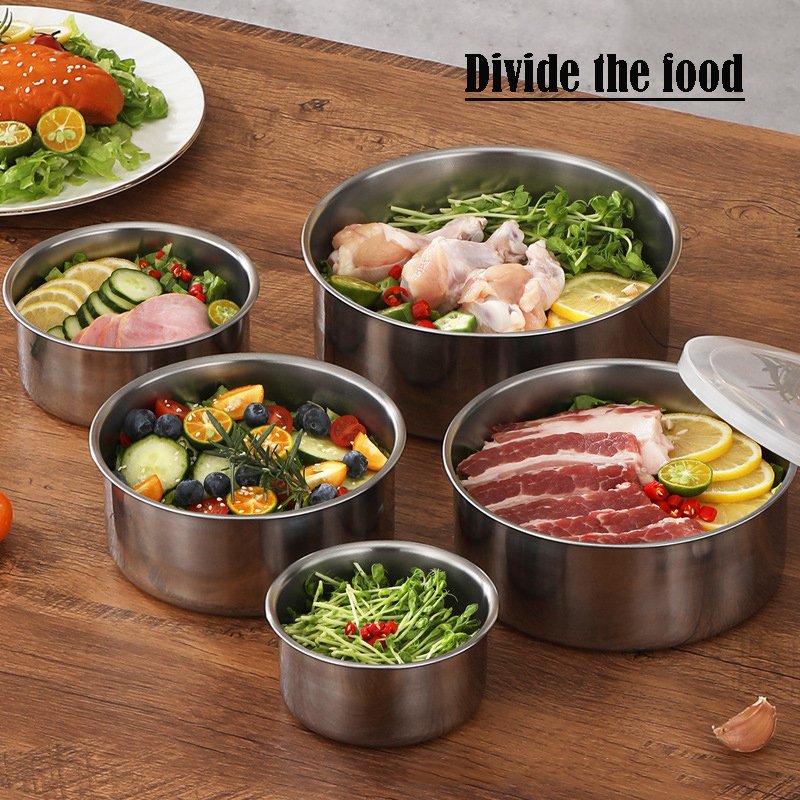 5 Pcs Modern Stainless Steel Warmer Set Kitchen Hot Pot Inner Lid Heatable Casserole Food Storage Container
