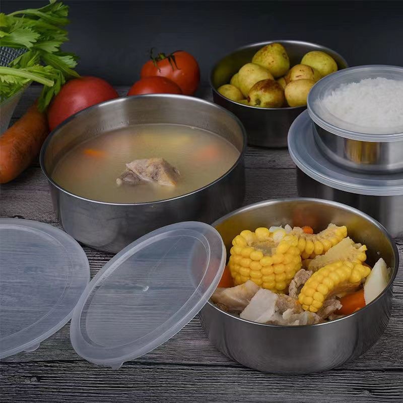 5 Pcs Modern Stainless Steel Warmer Set Kitchen Hot Pot Inner Lid Heatable Casserole Food Storage Container