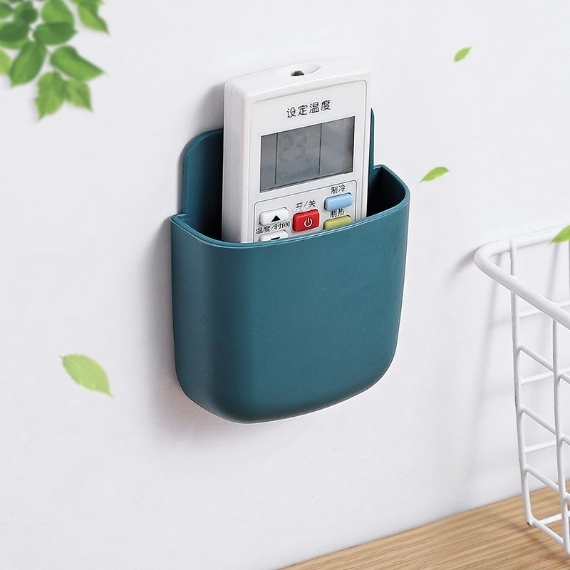 Remote control storage box TV air conditioner wall-mounted bedside mobile phone charging rack storage punch-free Holder