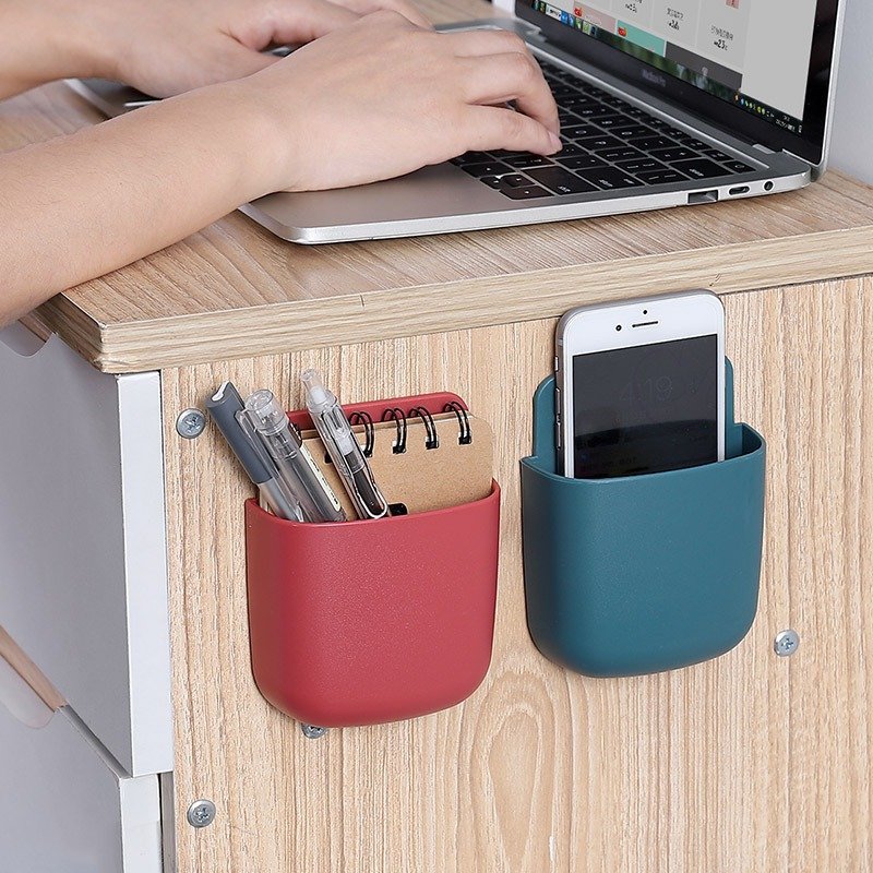 Remote control storage box TV air conditioner wall-mounted bedside mobile phone charging rack storage punch-free Holder