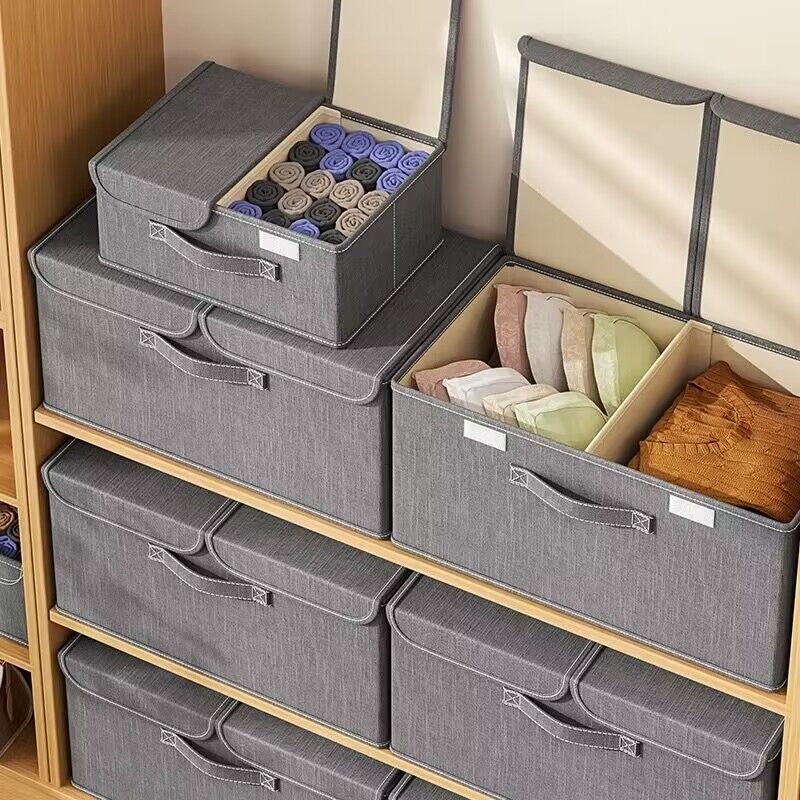 Fabric Storage Chest Bins Cubes Organizer Basket Storage Baskets Box Foldable with Handle Storage Box Foldable Cloth Wardrobe