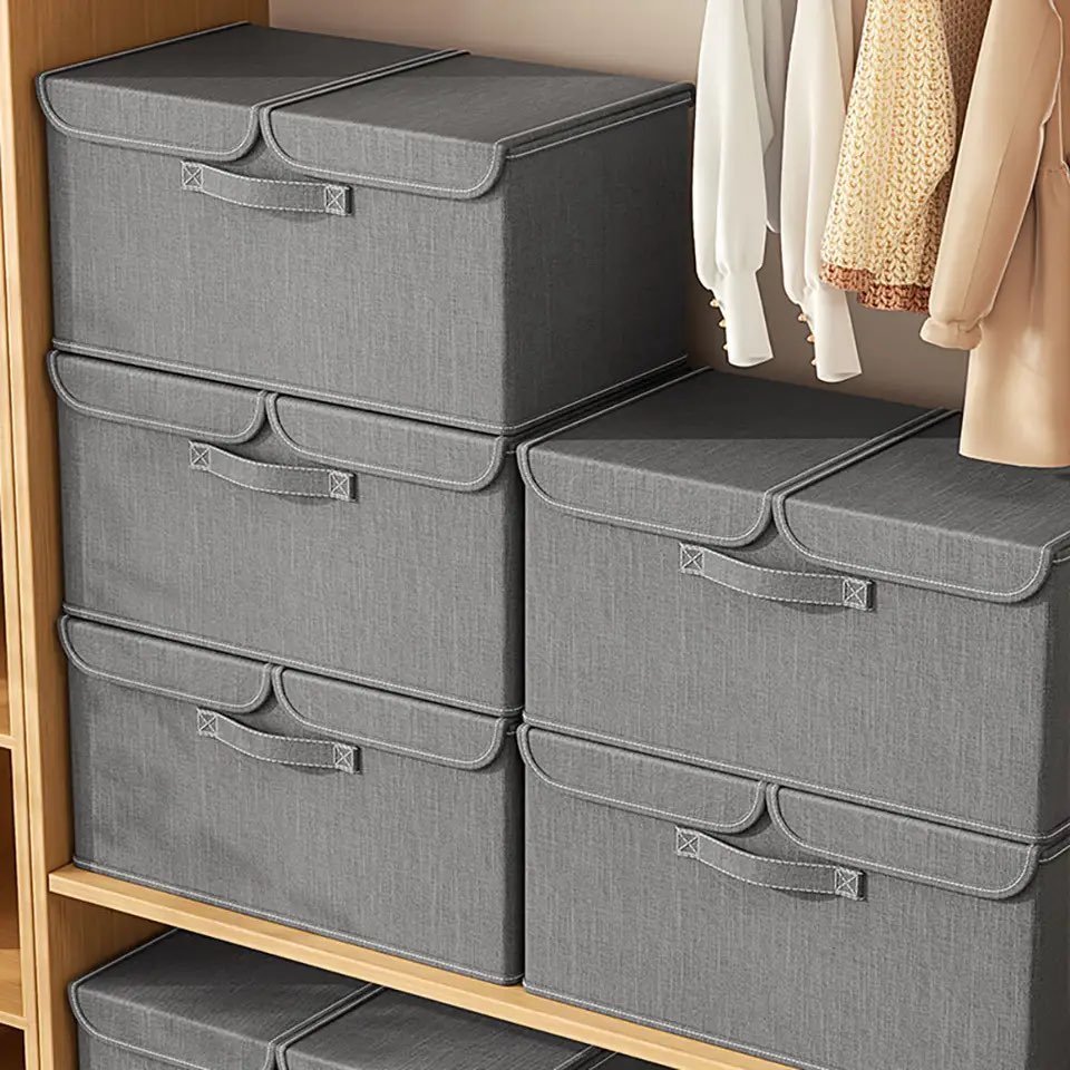 Fabric Storage Chest Bins Cubes Organizer Basket Storage Baskets Box Foldable with Handle Storage Box Foldable Cloth Wardrobe