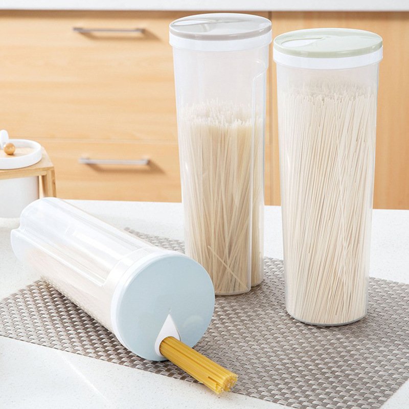 Plastic Tall Food Storage Spaghetti Noodle Pasta Container with Locking Lid Clear Dry Food Keeper Canister Cereal Crisper Box