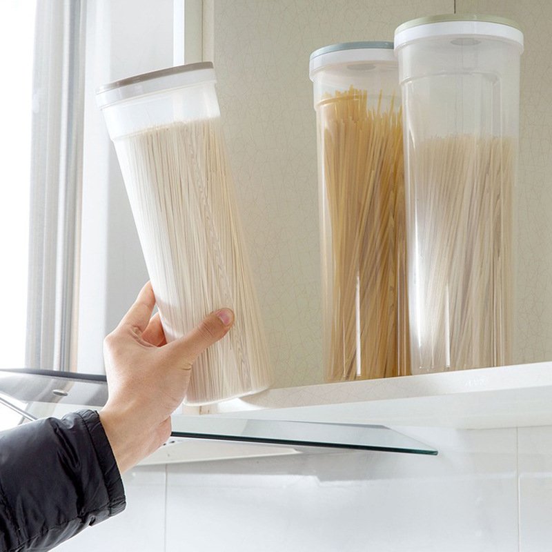 Plastic Tall Food Storage Spaghetti Noodle Pasta Container with Locking Lid Clear Dry Food Keeper Canister Cereal Crisper Box