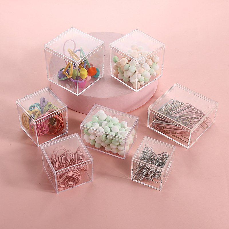 Clear Plastic Square Cube 2.16 inches Small Acrylic Plastic Storage Box with Lids Transparent Clear Square Containers gift box