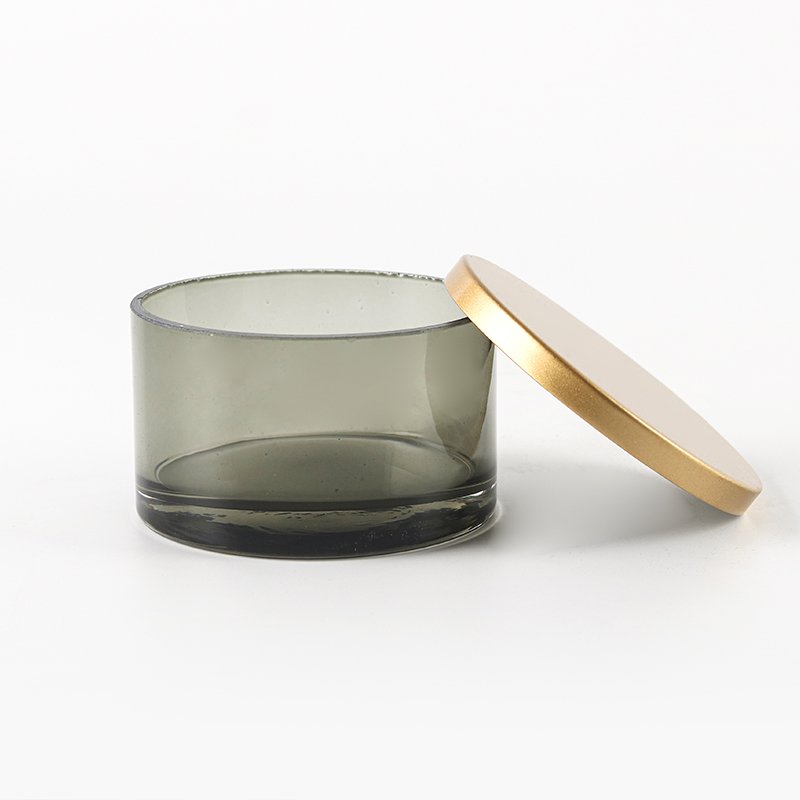 Large Grey Gold Lid Storage Can Luxury Home Decor Items Small Alloy Glass Covered Food Storage Container Canister Home Decor