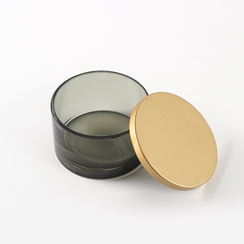 Large Grey Gold Lid Storage Can Luxury Home Decor Items Small Alloy Glass Covered Food Storage Container Canister Home Decor