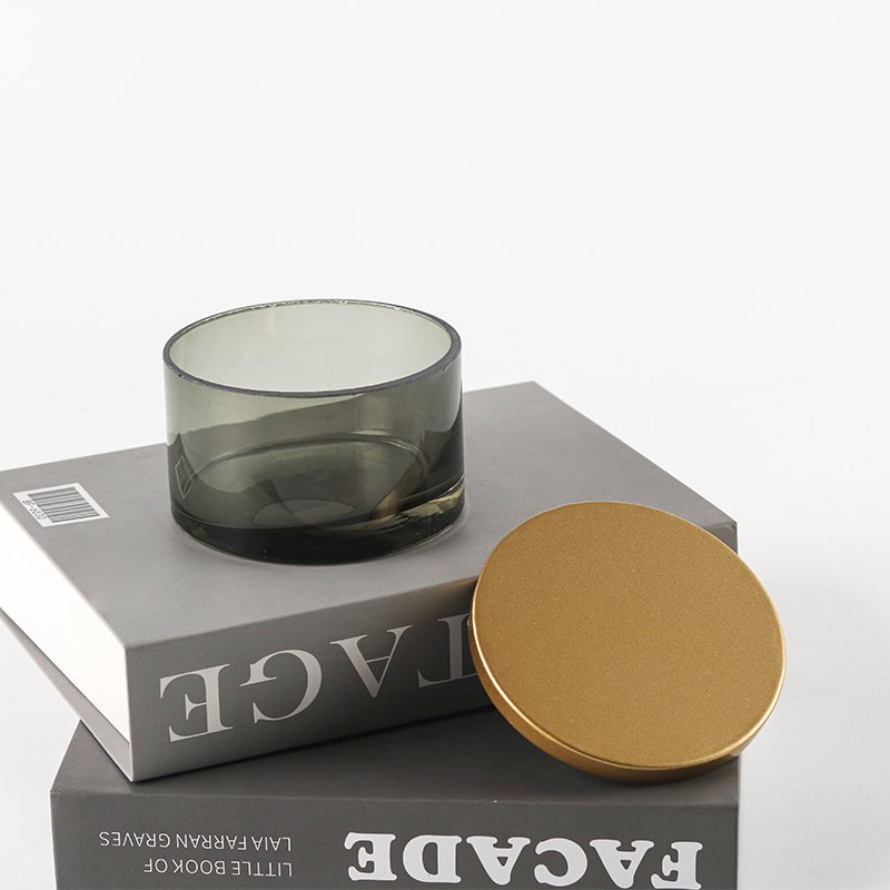 Large Grey Gold Lid Storage Can Luxury Home Decor Items Small Alloy Glass Covered Food Storage Container Canister Home Decor