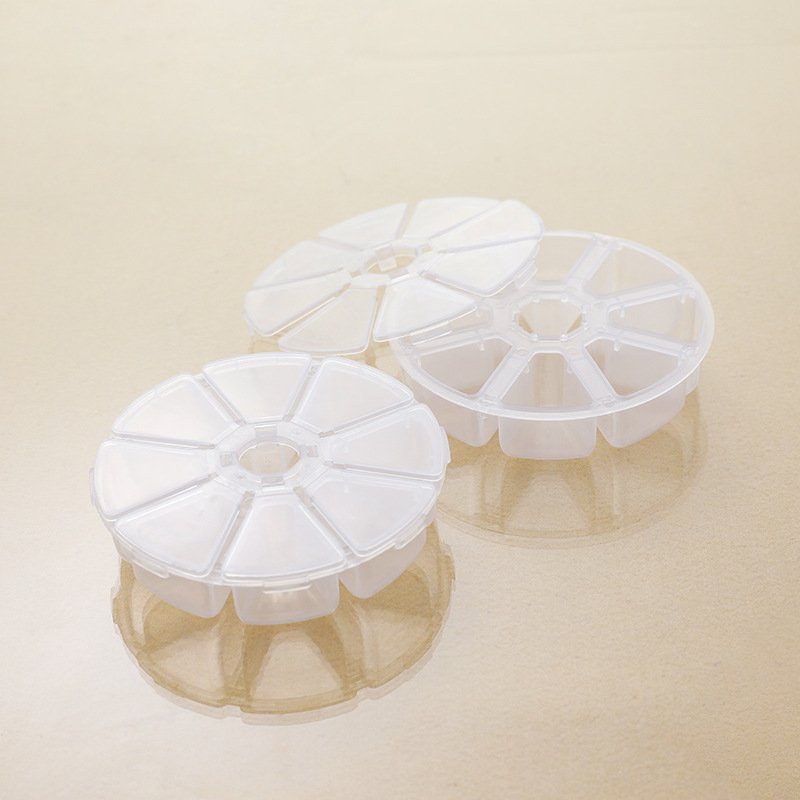Clear 8 Compartment Round Jewelry Bead Storage Organizer Display Containers Case Box