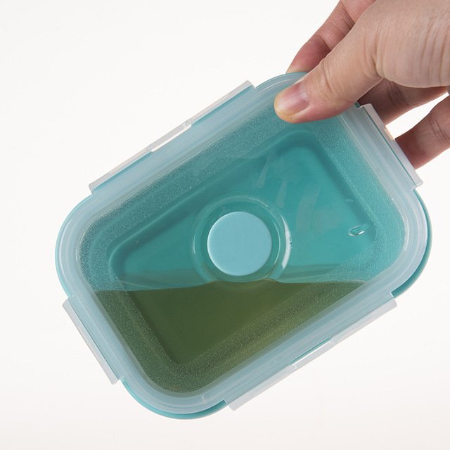 Portable Square Collapsible Folding Food Silicone Container Lunch Bento Storage Box