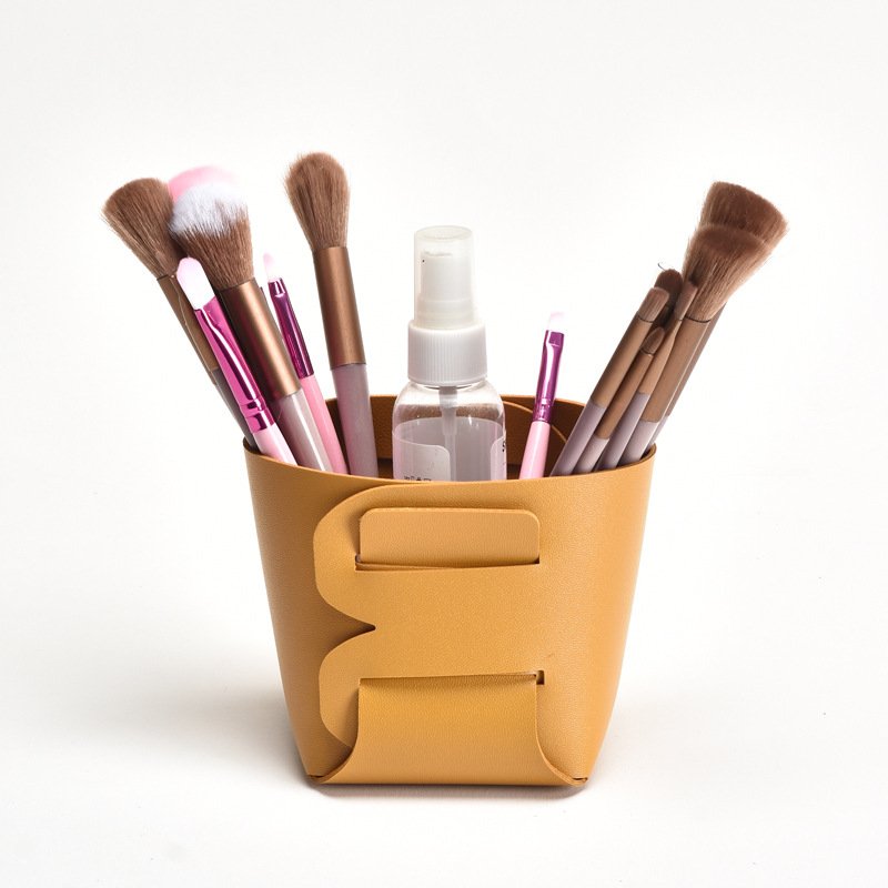 Custom Leather Desktop Storage Pencil Holder Make Up Leather Storage Box