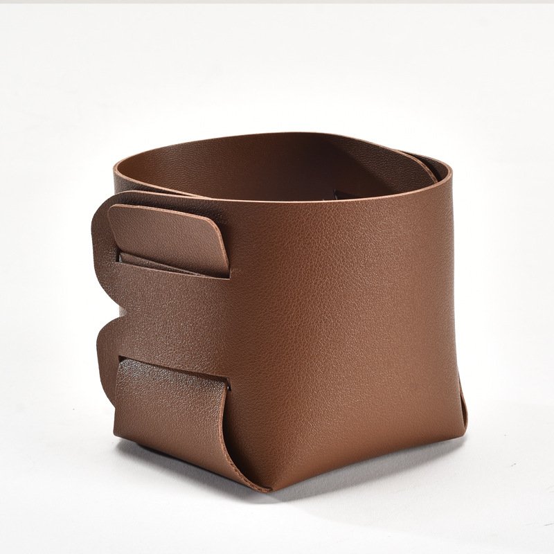 Custom Leather Desktop Storage Pencil Holder Make Up Leather Storage Box