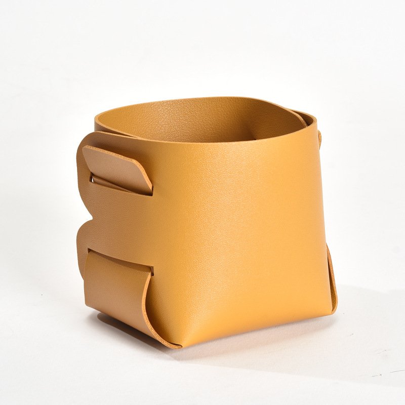 Custom Leather Desktop Storage Pencil Holder Make Up Leather Storage Box