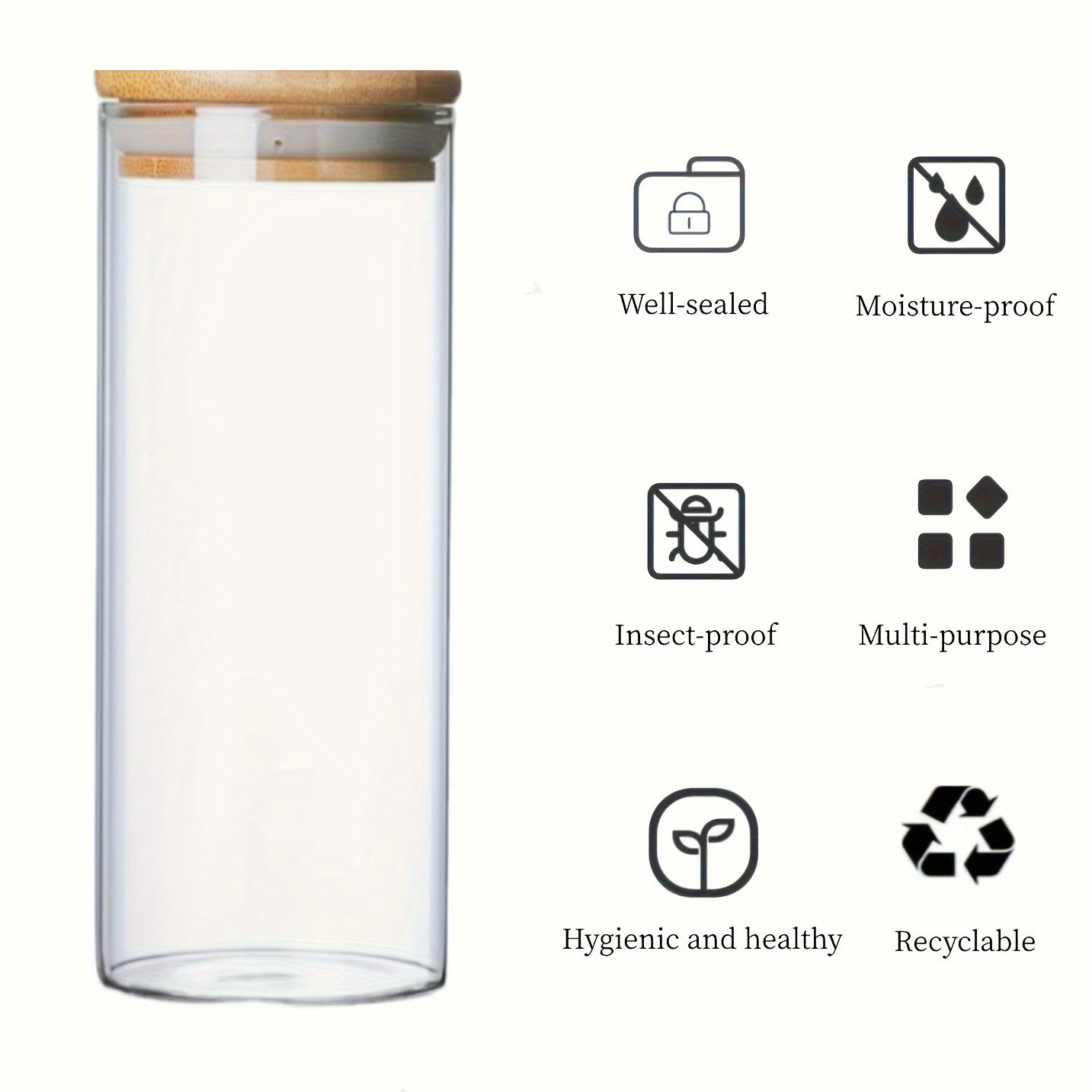 YOLOWE HOME Modern 2300ML/80oz Glass Food Storage Containers with Lids Kitchen and Grain Storage Containers for Parties