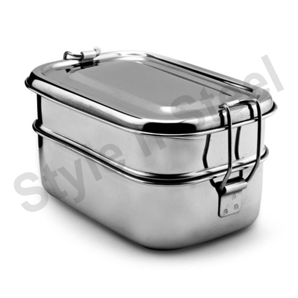 stainless steel food multi layered two layers lunch box tiffin Stainless Steel Two Tier Oval Tiffin