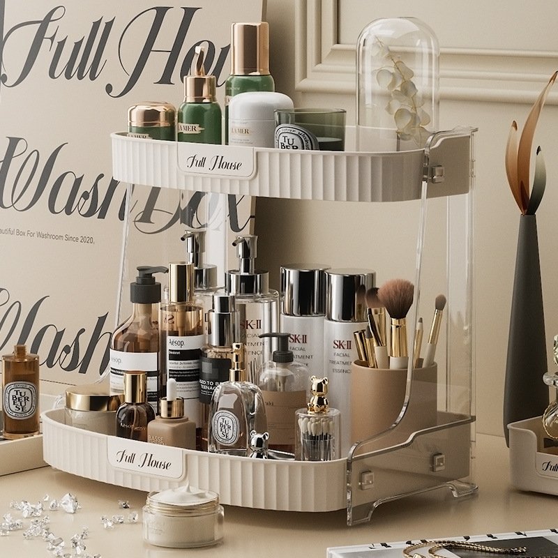 Light Luxury Large Capacity Classify Storage Makeup Brush Pen Holder Lipstick Eyeshadow Powder Puff Rotating Makeup Storage Box