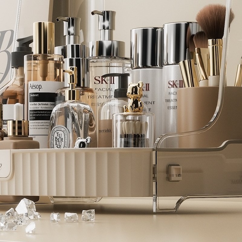 Light Luxury Large Capacity Classify Storage Makeup Brush Pen Holder Lipstick Eyeshadow Powder Puff Rotating Makeup Storage Box