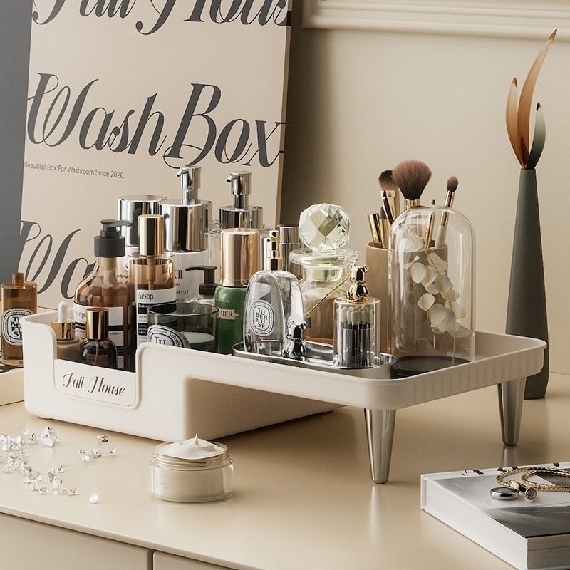 Light Luxury Large Capacity Classify Storage Makeup Brush Pen Holder Lipstick Eyeshadow Powder Puff Rotating Makeup Storage Box