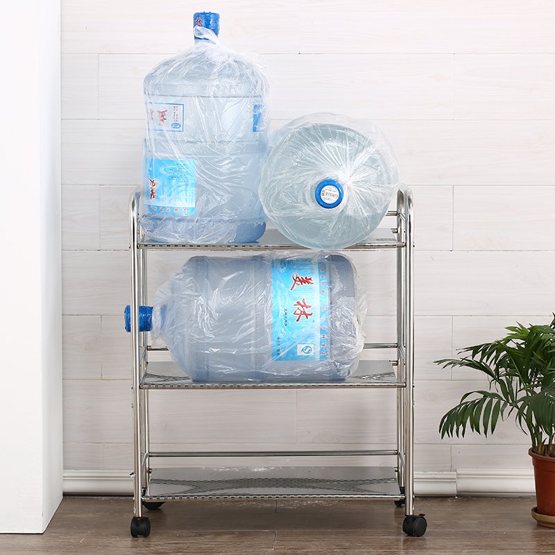 Stainless steel 3 tier food and fruit storage shelf hand cart trolley