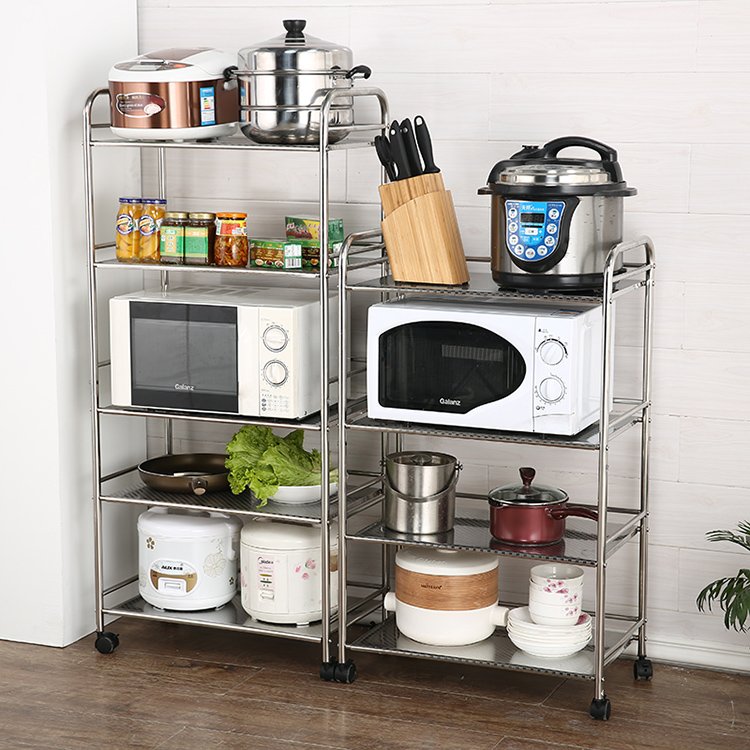 Stainless steel 3 tier food and fruit storage shelf hand cart trolley