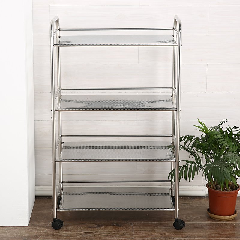 Stainless steel 3 tier food and fruit storage shelf hand cart trolley