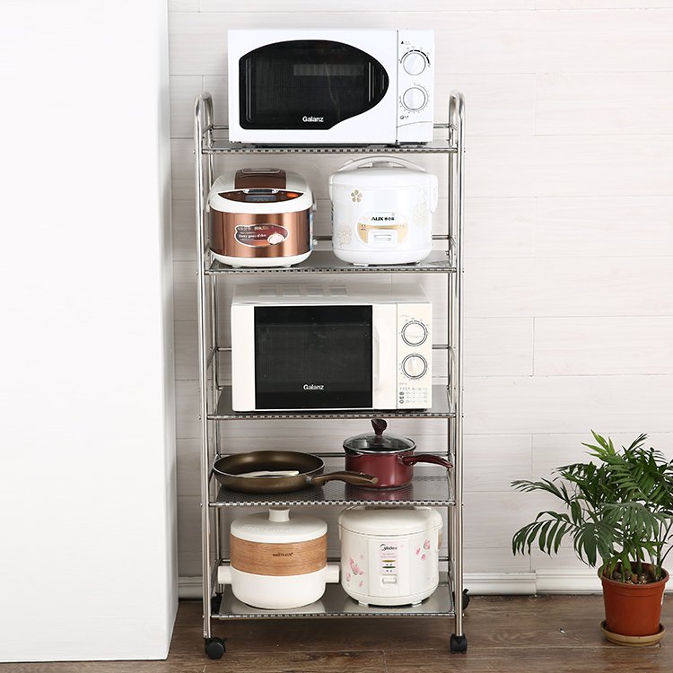 Stainless steel 3 tier food and fruit storage shelf hand cart trolley