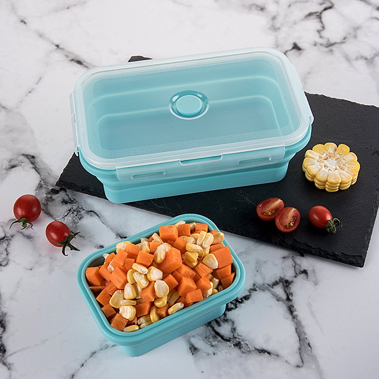 Kitchen Gadgets Accessories Collapsible Silicone Food Storage Box with Lid Food Safe Grade Folding Food Container Foldable