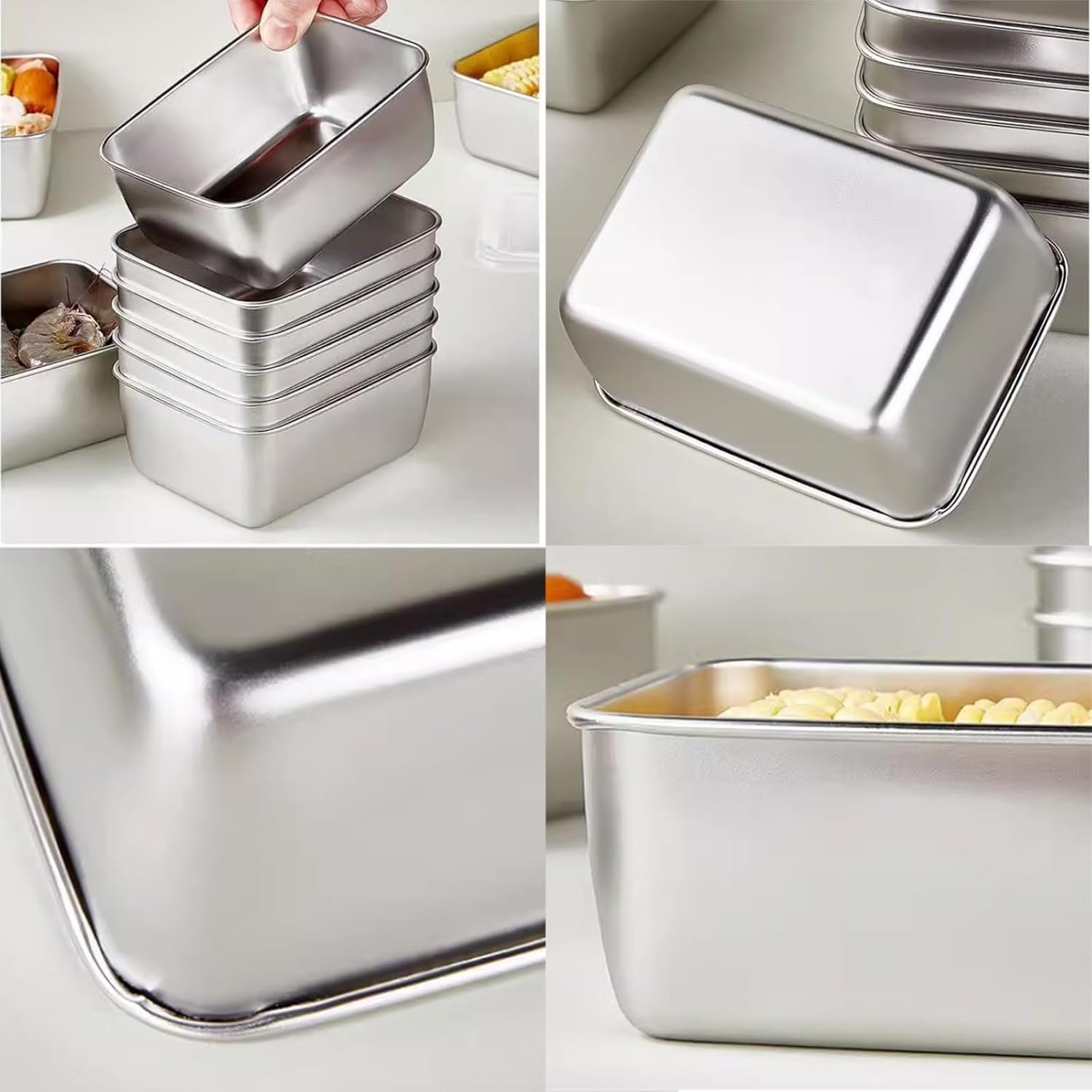 Freezer Safe Stainless Steel Container Stackable Food Storage Container Fresh Keeping Box with PP lids
