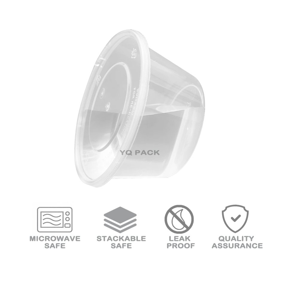 1250ml Leak-Proof Take Away Food Container Round Disposable Plastic Microwavable Storage Containers With Lid