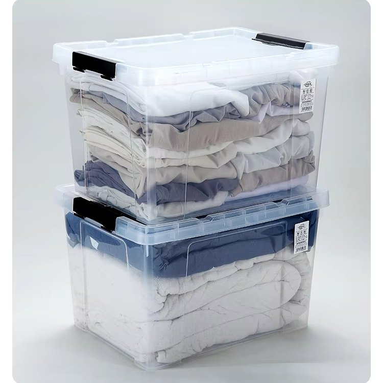 Portable Home Use Storage Bins Multifunction Plastic Transparent Storage Box for Bedroom Kitchen Living Room