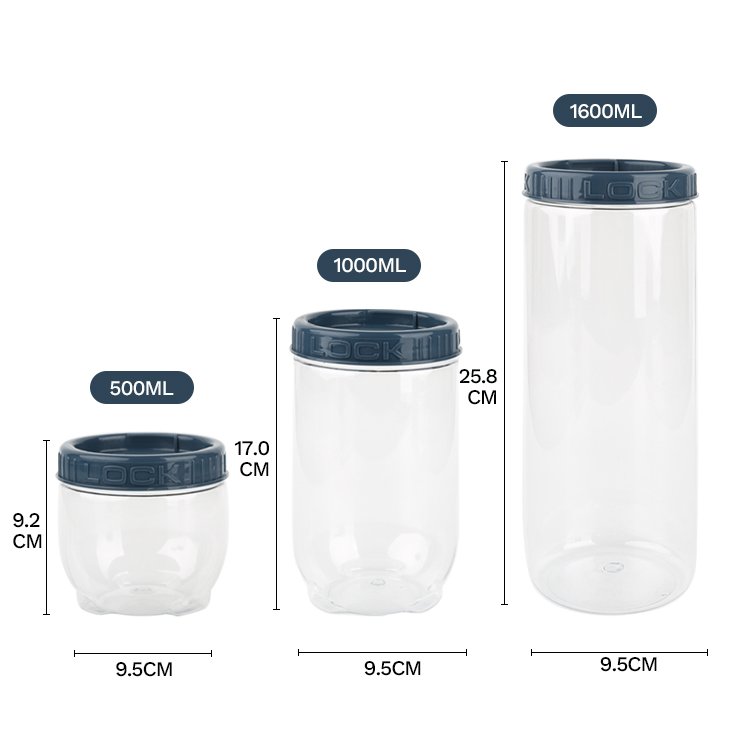 Gloway Round Plastic Airtight Pantry Container Kitchen Grain Storage Food Storage Containers With Stackable Lids