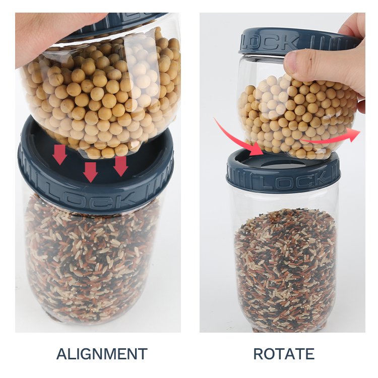 Gloway Round Plastic Airtight Pantry Container Kitchen Grain Storage Food Storage Containers With Stackable Lids