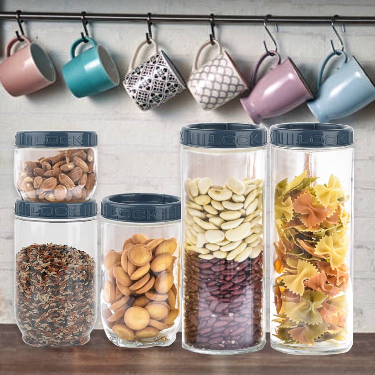 Gloway Round Plastic Airtight Pantry Container Kitchen Grain Storage Food Storage Containers With Stackable Lids