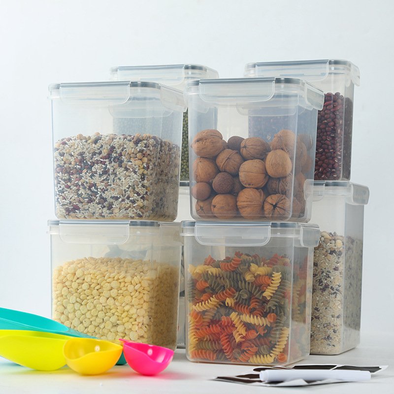 Hot Selling BPA Free 24pcs Set Clear Square Cereals Nut Waterproof Plastic Storage Container Box Food Storage Tank For Kitchen