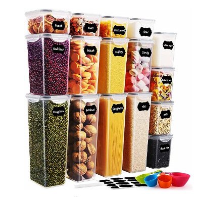 Hot Selling BPA Free 24pcs Set Clear Square Cereals Nut Waterproof Plastic Storage Container Box Food Storage Tank For Kitchen