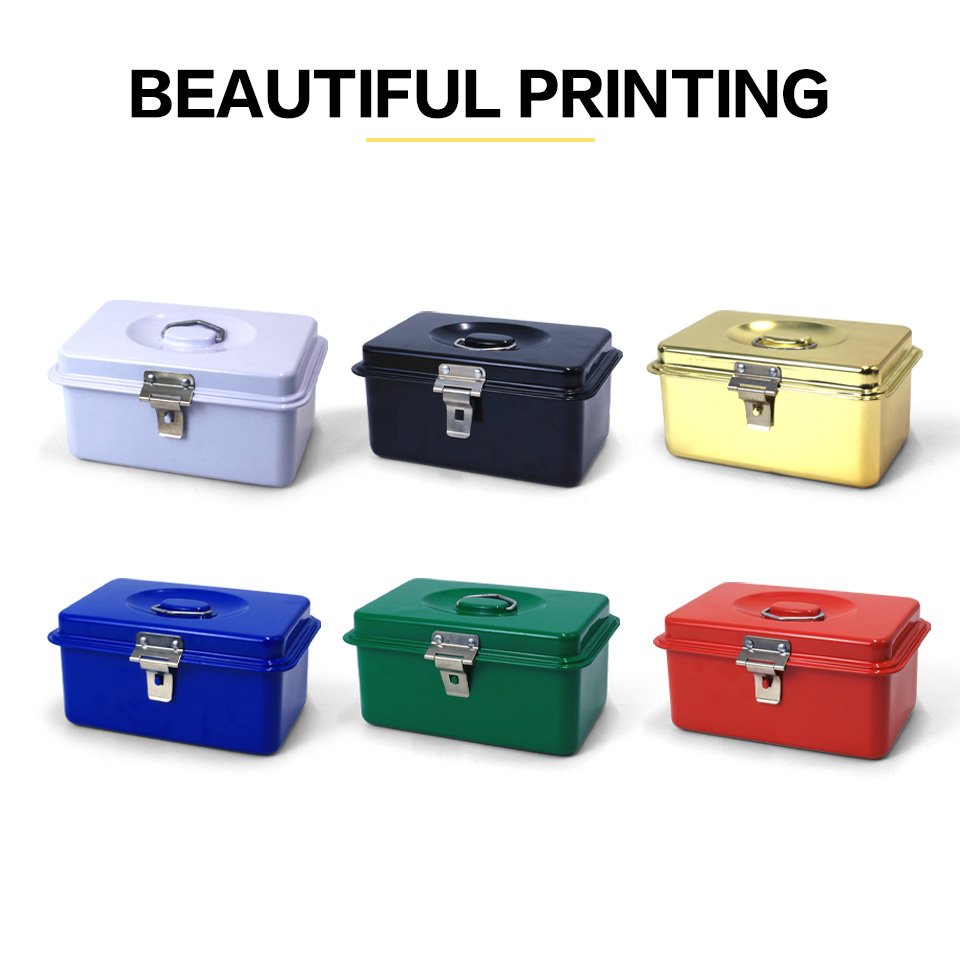JYB classic modern rectangle handle Metal Food Container Kitchen home tool storage boxes&bins with lock