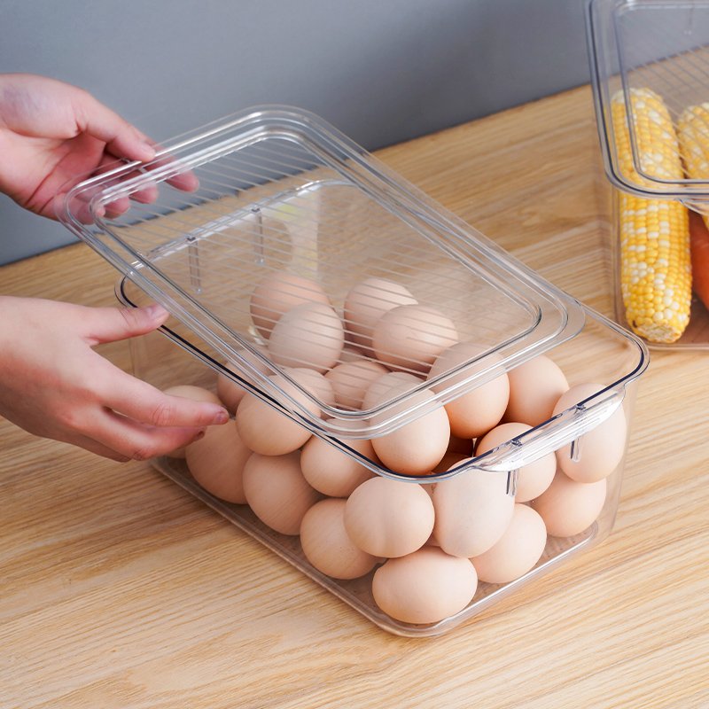 Kitchen transparent stackable box crisper set fridge vegetable organizer refrigerator clear plastic food storage container