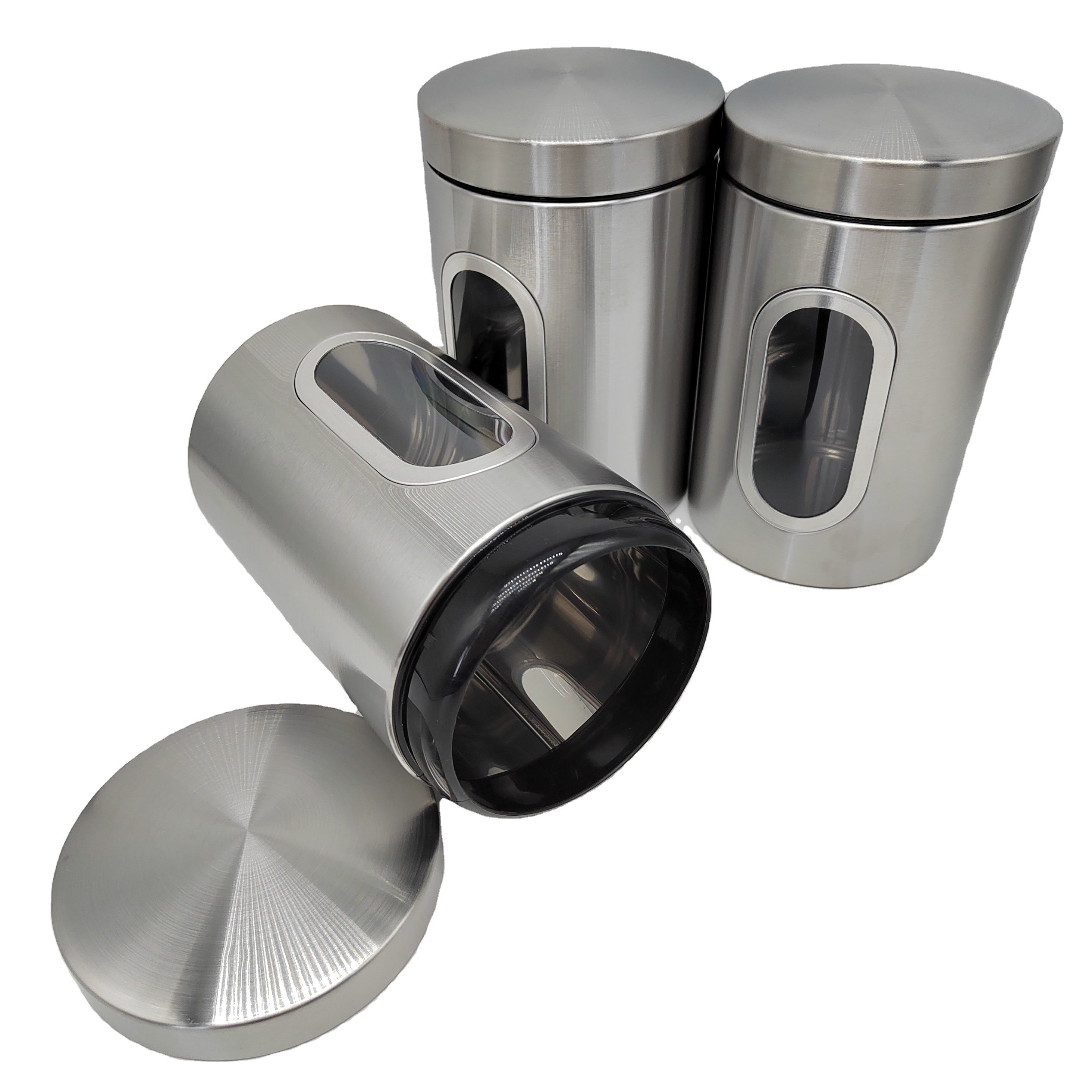 Set of 3 Pcs Stainless Steel Food Storage Container Storage Jar Sealed Can Travel Portable Tank Storage Box Seasoning Jar