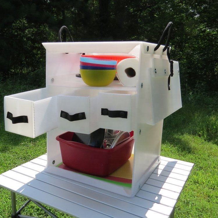 Custom PP Hollow Coroplast Plastic Corrugated Camping Kitchen Box For Tableware Storage