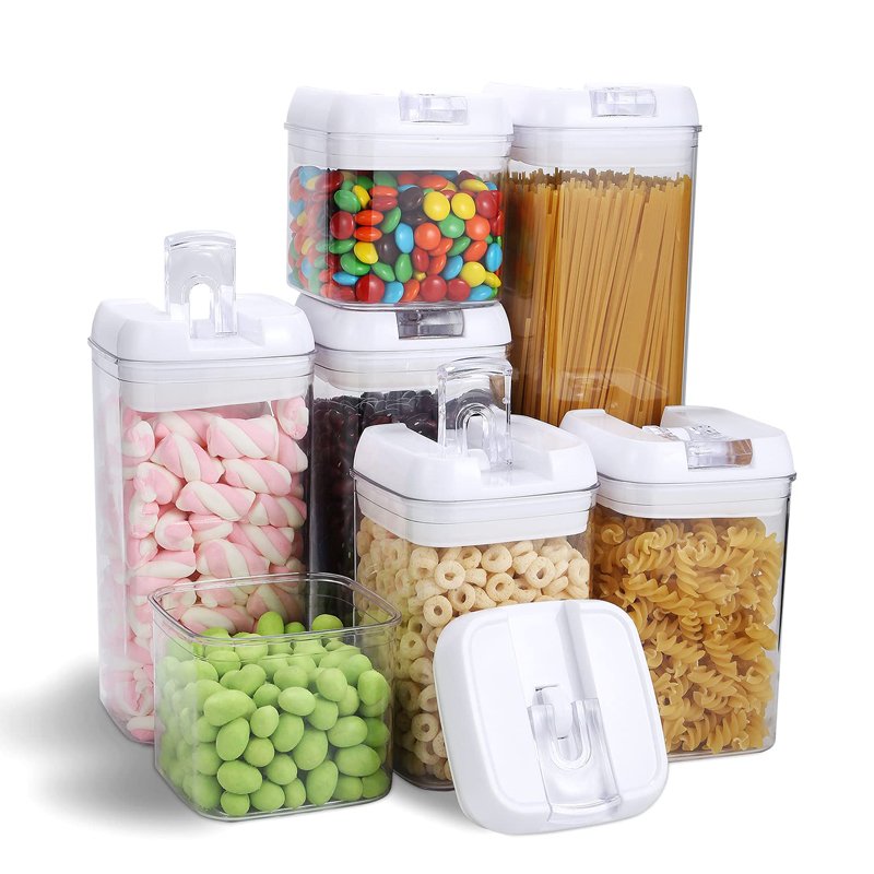 12-Piece Set Pantry Organization Air Tight BPA Free Easy Open Lids Cereal Storage Box Seal Pot Dry Food Storage Containers
