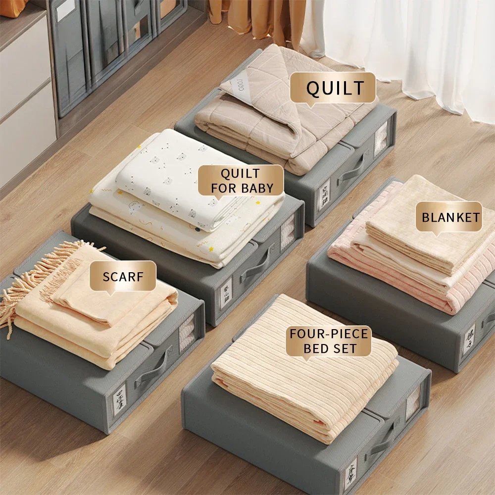 Large Capacity Fabric Storage Box Collapsible Wardrobe Foldable Bed Sheet Set Organizer