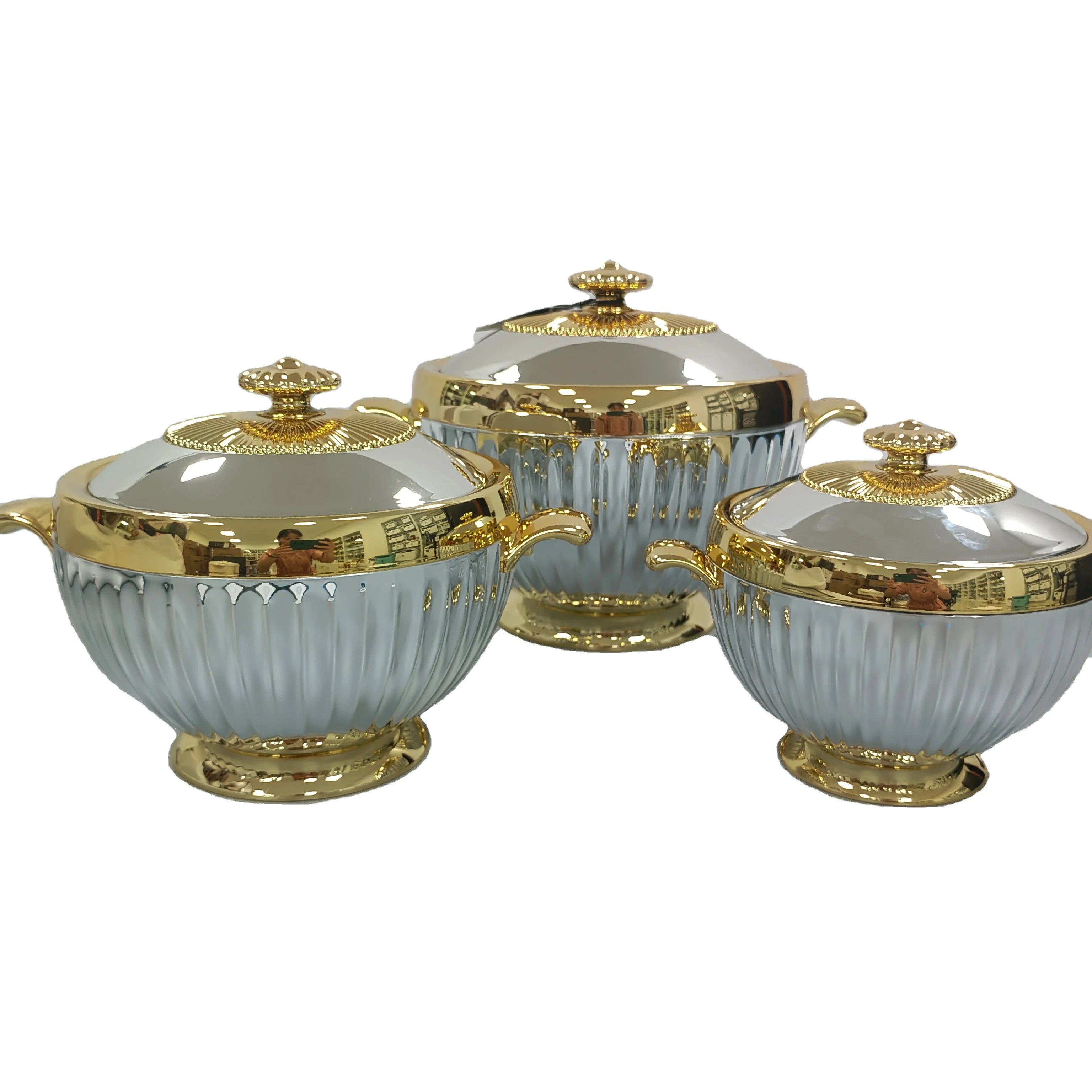 Competitive price Hot selling Stainless Steel food storage & container 1.2L+1.8L+3.2L thermal hot pot casserole set
