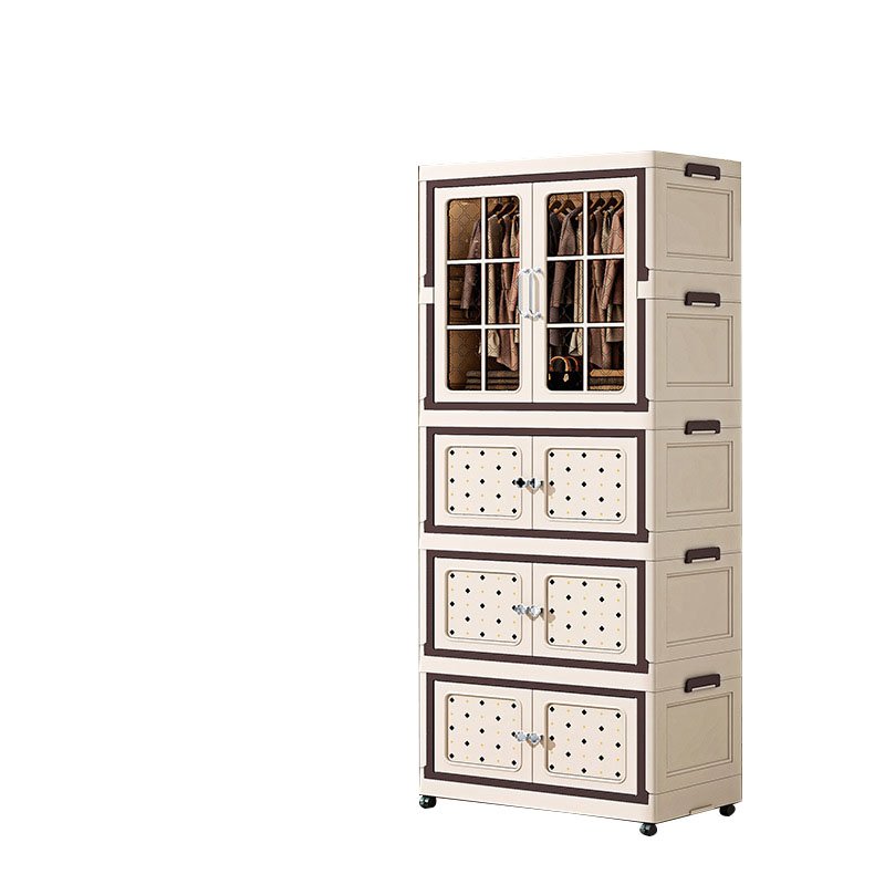 One cabinet three boxes multifunctional double door 65cm wide folding wardrobe for bedroom clothing storage box